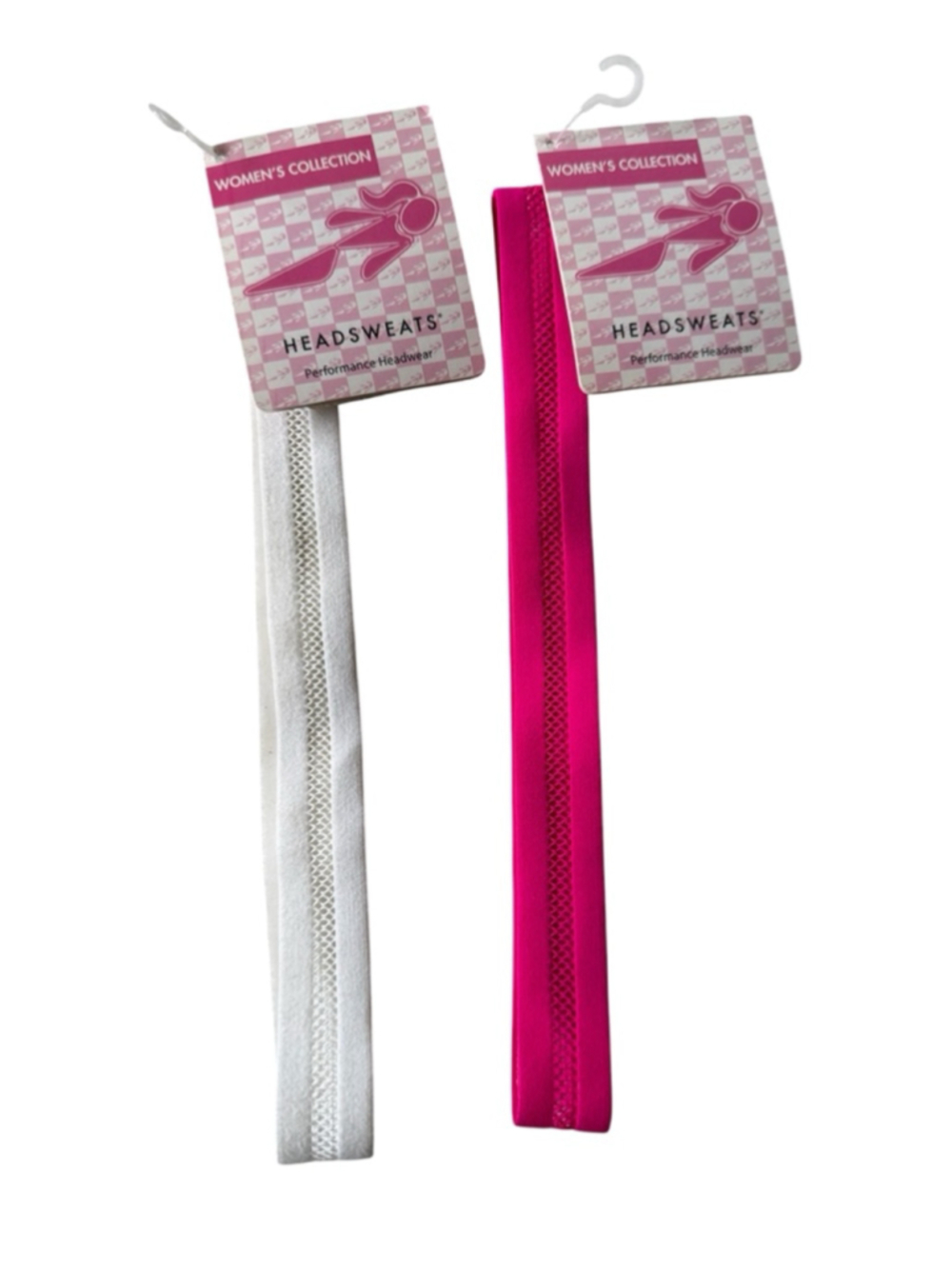 NWT Womens Collection Headsweats Mesh Headbands set of 2 ONE Size Pink and White